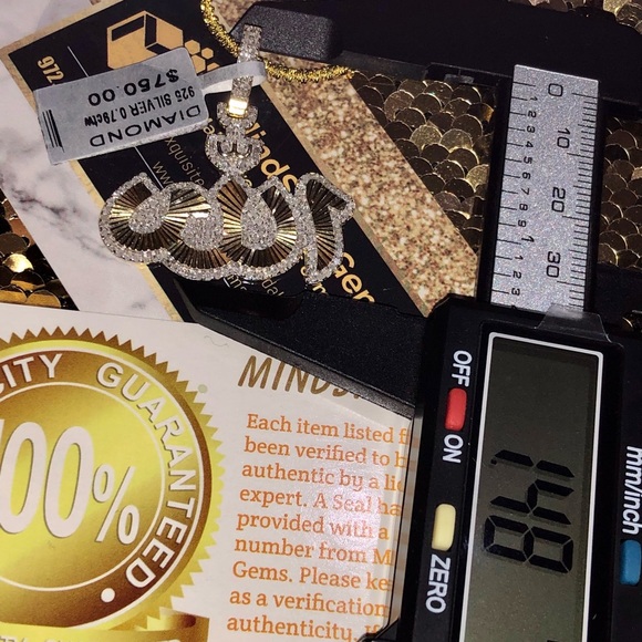 Genuine diamond pendant for men, real diamond Allah charm, Ramadan, eid. Islam, - Picture 3 of 5